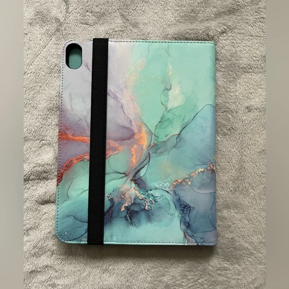 ZoneFoker iPad Air 5th Gen 10.9” Case – Marble Teal & Pink | Multi-Angle